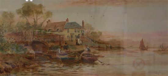 Stuart Lloyd, watercolour, The Ford at Arundel, signed and dated 1911, 29 x 63cm